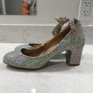 Glitter formal shoes with ankle strap